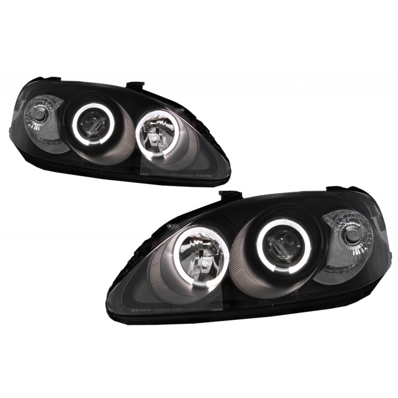 Angel Eyes Headlights suitable for Honda Civic VI (03.99-2000) Black