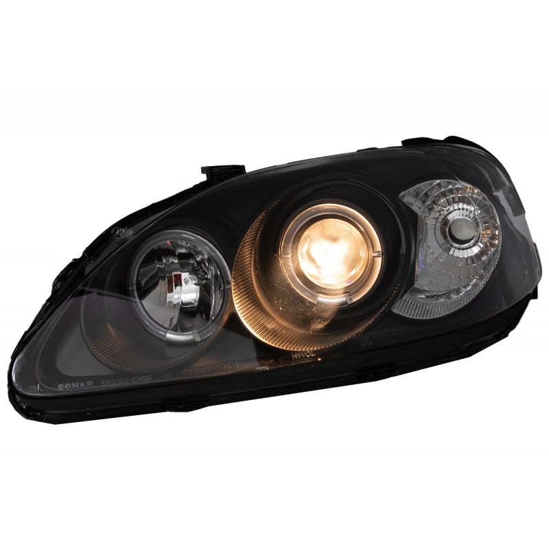 Angel Eyes Headlights suitable for Honda Civic VI (03.99-2000) Black