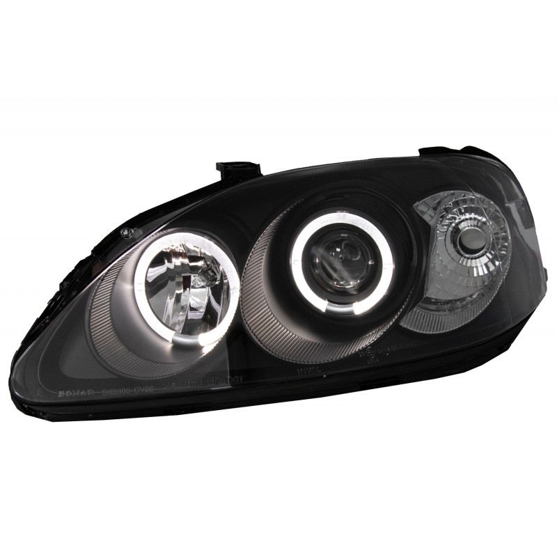 Angel Eyes Headlights suitable for Honda Civic VI (03.99-2000) Black