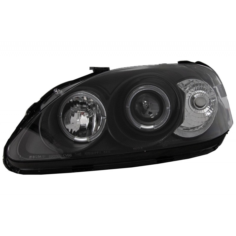 Angel Eyes Headlights suitable for Honda Civic VI (03.99-2000) Black