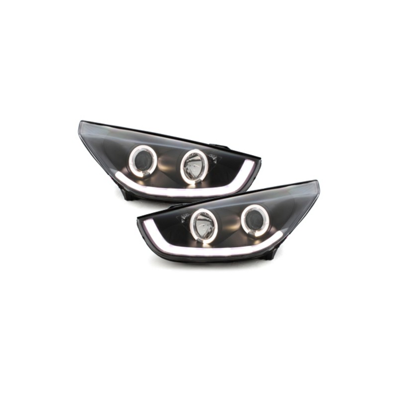 Headlights LED Angel Eyes suitable for HYUNDAI IX35 (2010-2013) Black TUBE LIGHT