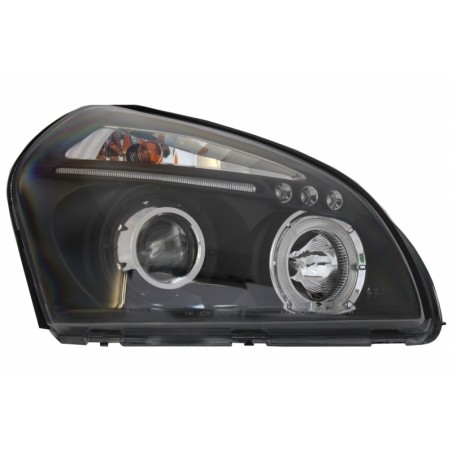 Headlights Angel Eyes Dual Halo Rims Suitable for Hyundai Tucson (2004-2010) Black