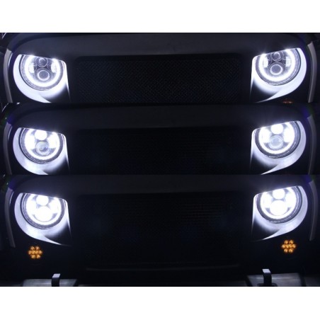 7 Inch CREE LED Headlights Angel Eye Amber Halo DRL Jeep Wrangler JK TJ LJ  suitable for Land ROVER  Defender Mercedes W463 Blac