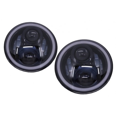 7 Inch CREE LED Headlights Angel Eye Amber Halo DRL Jeep Wrangler JK TJ LJ  suitable for Land ROVER  Defender Mercedes W463 Blac