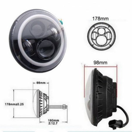 7 Inch CREE LED Headlight Angel Eye Amber Halo DRL Motorcycle Harley-Davidson Jeep Wrangler JK TJ LJ suitable for ROVER Defender 7 Inch CREE LED Headlight Angel Eye Amber Halo DRL Motorcycle Harley-Davidson Jeep Wrangler JK TJ LJ suitable for ROVER Defender