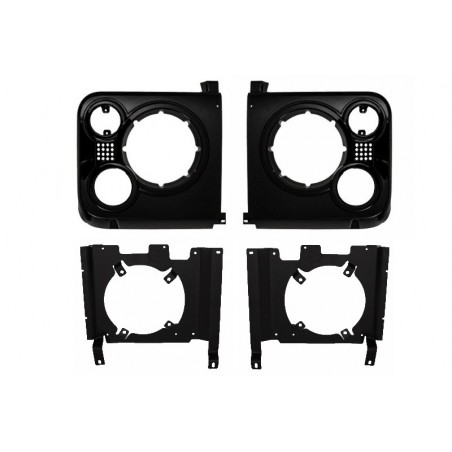Central Grille & Headlights Covers Assembly  suitable for Land ROVER  Defender (1990-2016) Piano Black