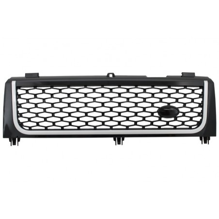 Central Grille suitable for Land ROVER Range ROVER Vogue III (L322) (2002-2005) Piano Black & Silver Autobiography Supercharged Central Grille suitable for Land ROVER Range ROVER Vogue III (L322) (2002-2005) Piano Black & Silver Autobiography Supercharged