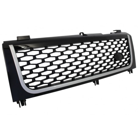 Central Grille suitable for Land ROVER Range ROVER Vogue III (L322) (2002-2005) Piano Black & Silver Autobiography Supercharged Central Grille suitable for Land ROVER Range ROVER Vogue III (L322) (2002-2005) Piano Black & Silver Autobiography Supercharged