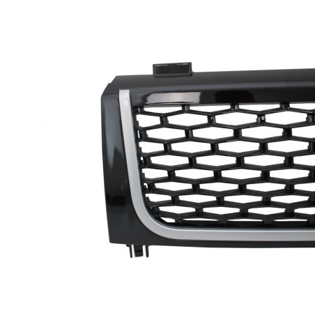 Central Grille suitable for Land ROVER Range ROVER Vogue III (L322) (2002-2005) Piano Black & Silver Autobiography Supercharged Central Grille suitable for Land ROVER Range ROVER Vogue III (L322) (2002-2005) Piano Black & Silver Autobiography Supercharged