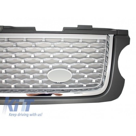 Central Grille suitable for Land ROVER Range ROVER Vogue III (L322) (2010-2012) Grey Silver Autobiography Supercharged Edition Central Grille suitable for Land ROVER Range ROVER Vogue III (L322) (2010-2012) Grey Silver Autobiography Supercharged Edition