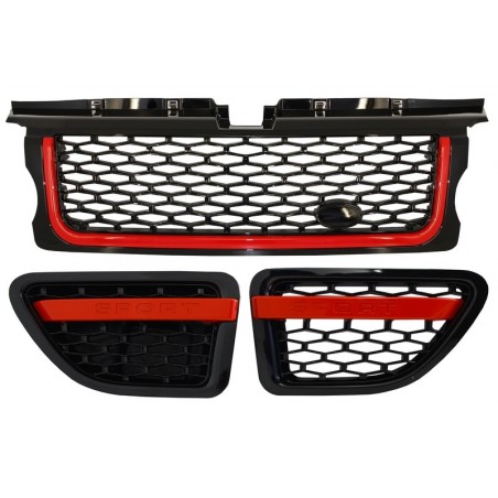 Central Grille and Side Vents Assembly suitable for Land ROVER Range ROVER Sport (2005-2008) L320 Autobiography Look Black Red E Central Grille and Side Vents Assembly suitable for Land ROVER Range ROVER Sport (2005-2008) L320 Autobiography Look Black Red E