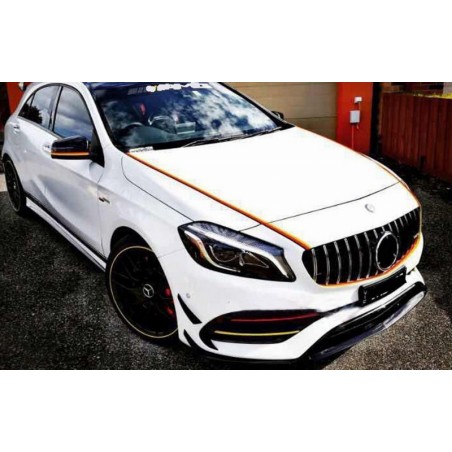 Central Grille suitable for MERCEDES Benz A-Class W176 (2012-08.2015) A45 GT-R Panamericana Design Black / Chrome Central Grille suitable for MERCEDES Benz A-Class W176 (2012-08.2015) A45 GT-R Panamericana Design Black / Chrome