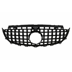 Central Grille suitable for MERCEDES Benz E-Class W213 S213 C238 (2016+) GT-R Panamericana Design Black With 360 Camera