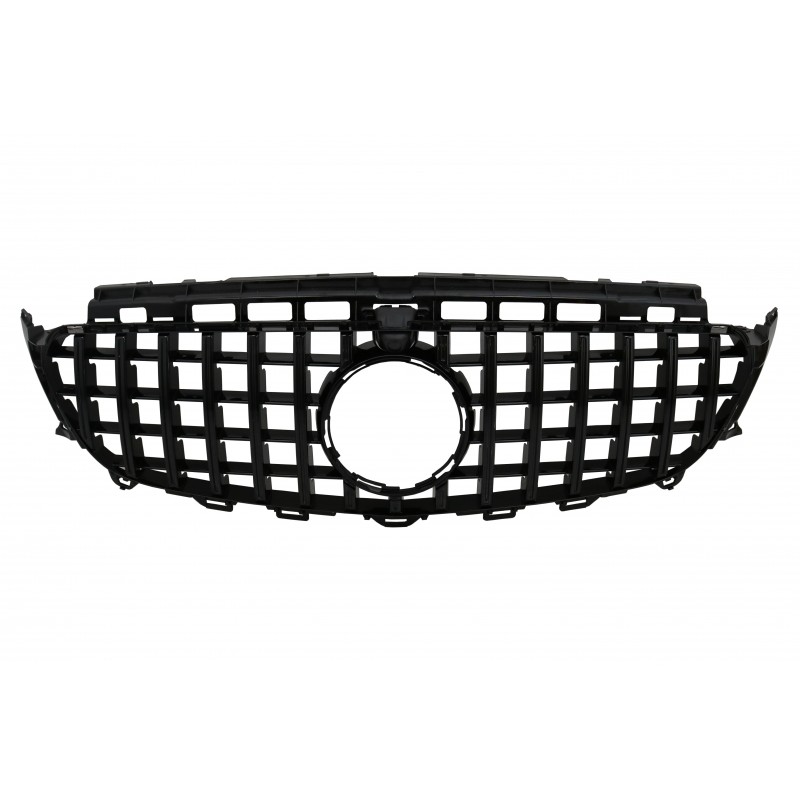 Central Grille suitable for MERCEDES Benz E-Class W213 S213 C238 (2016+) GT-R Panamericana Design Black With 360 Camera