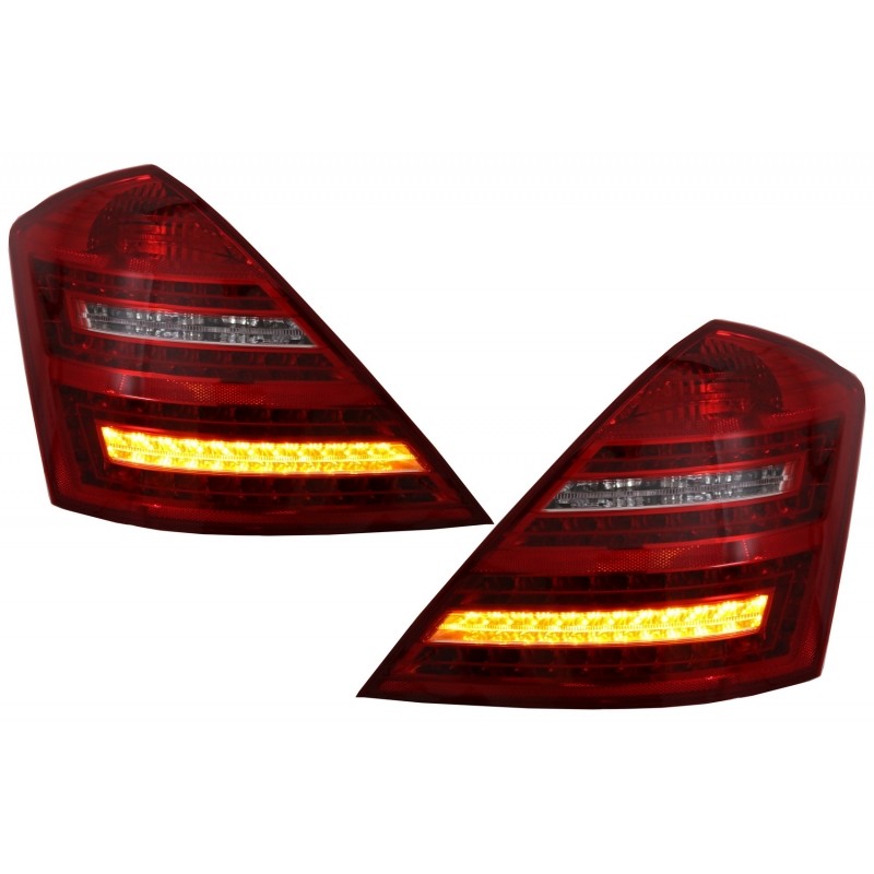 LED Taillights suitable for MERCEDES Benz S-Class W221 (2005-2009) Limousine Red Cristal Facelift Look