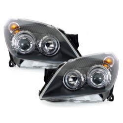 Headlights Angel Eyes suitable for OPEL Astra H (2004-2009) 2 Halo Rims Black