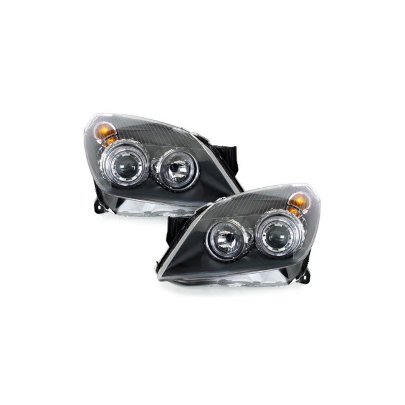 Headlights Angel Eyes suitable for OPEL Astra H (2004-2009) 2 Halo Rims Black