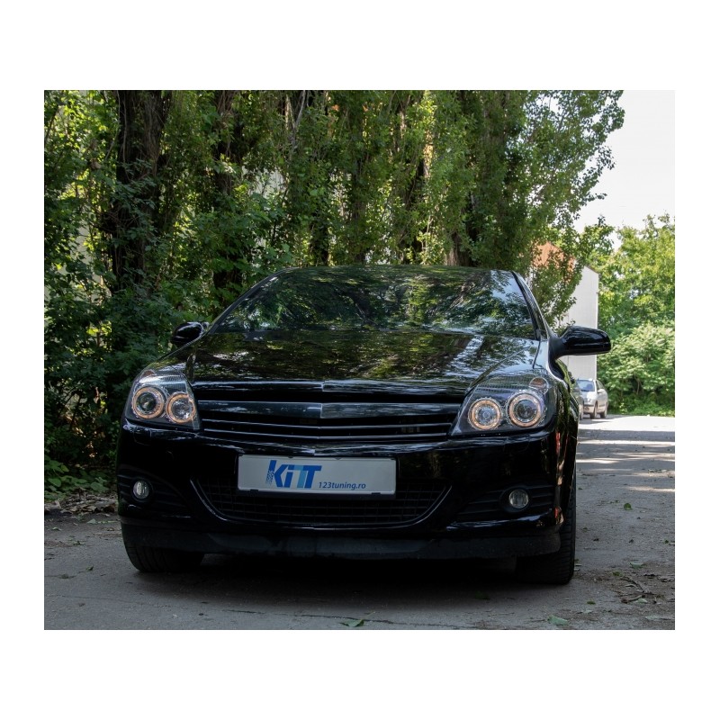 Headlights Angel Eyes suitable for OPEL Astra H (2004-2009) 2 Halo Rims Black