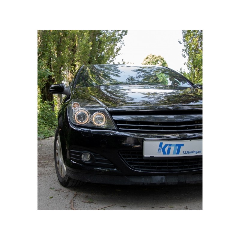 Headlights Angel Eyes suitable for OPEL Astra H (2004-2009) 2 Halo Rims Black