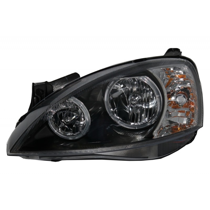 Headlights Angel Eyes 2 Halo Rims suitable for OPEL Corsa C (2001-2006) Black