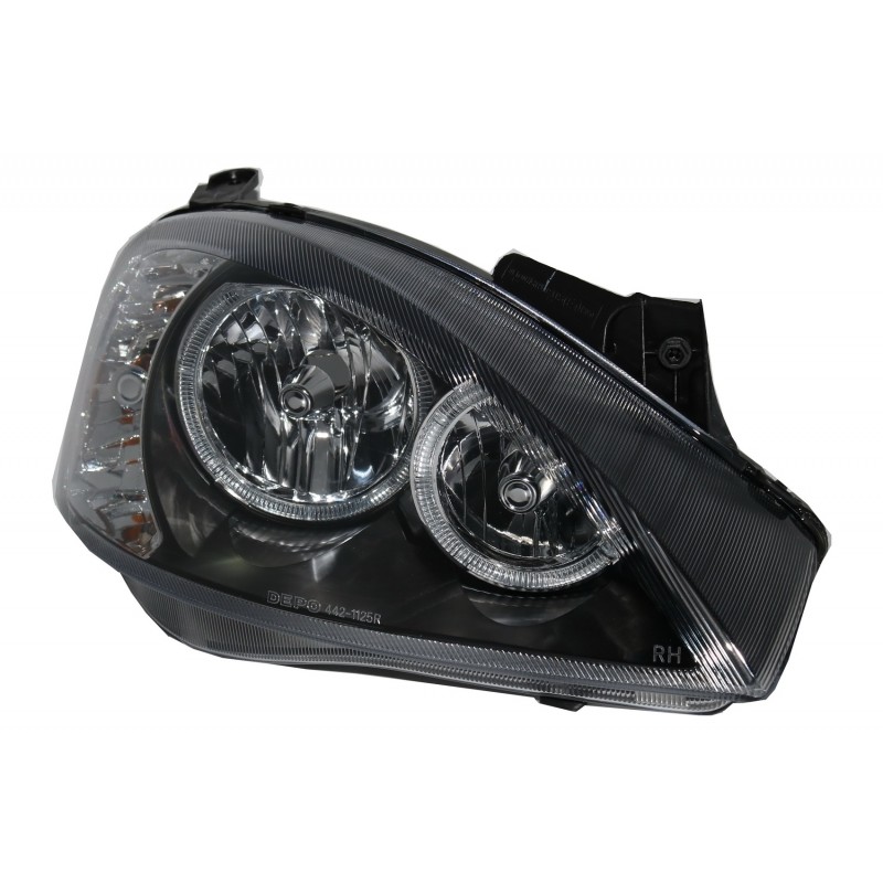 Headlights Angel Eyes 2 Halo Rims suitable for OPEL Corsa C (2001-2006) Black