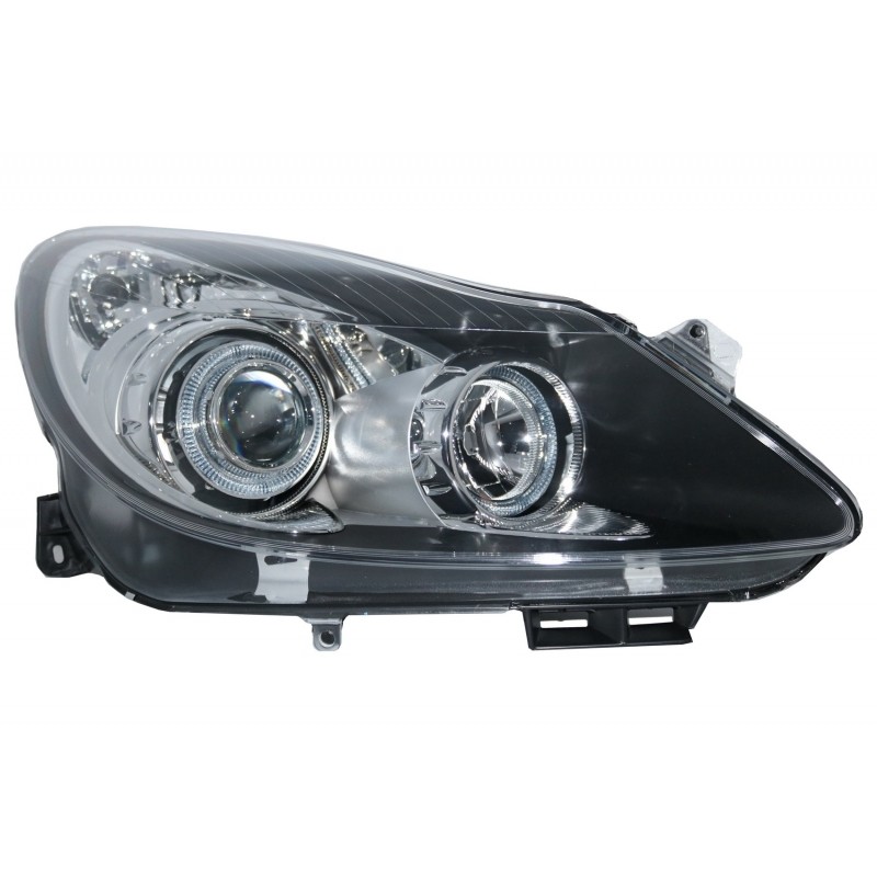 Headlights Angel Eyes 2 Halo Rims suitable for OPEL Corsa D (2006-2014) RHD & LHD Black