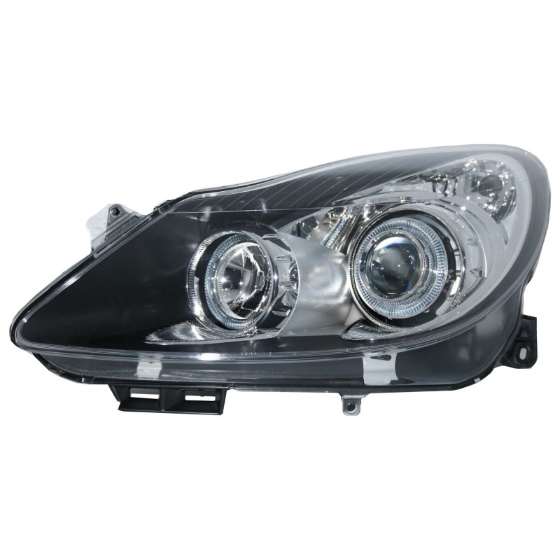 Headlights Angel Eyes 2 Halo Rims suitable for OPEL Corsa D (2006-2014) RHD & LHD Black