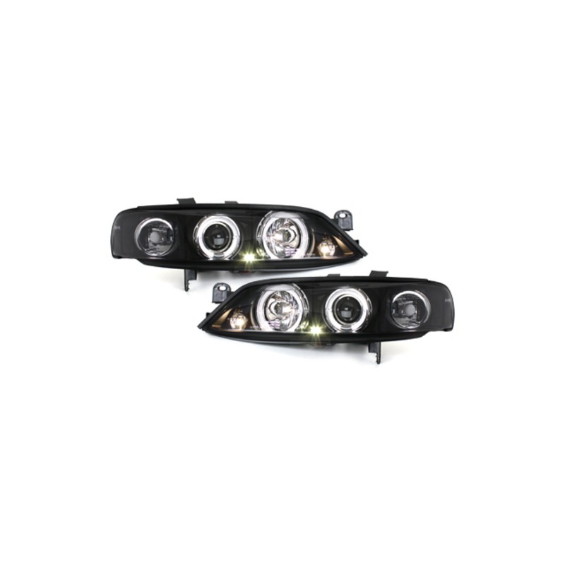 headlights suitable for OPEL Vectra B 96-99 _ 2 halo rims _ black