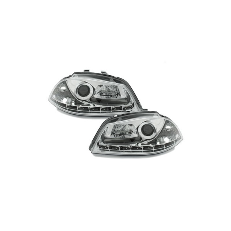 DAYLINE headlights suitable for SEAT Ibiza 6L 03-08 _ drl-optic _ chrome