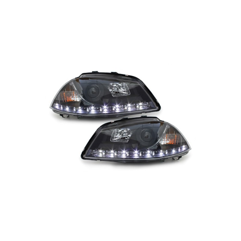 DAYLINE headlights suitable for SEAT Ibiza 6L 03-08 _ drl-optic _ black