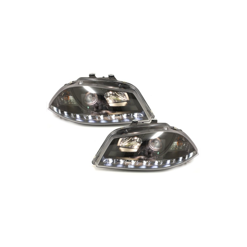 DAYLINE headlights suitable for SEAT Ibiza 6L 03-08 _ drl-optic _ black