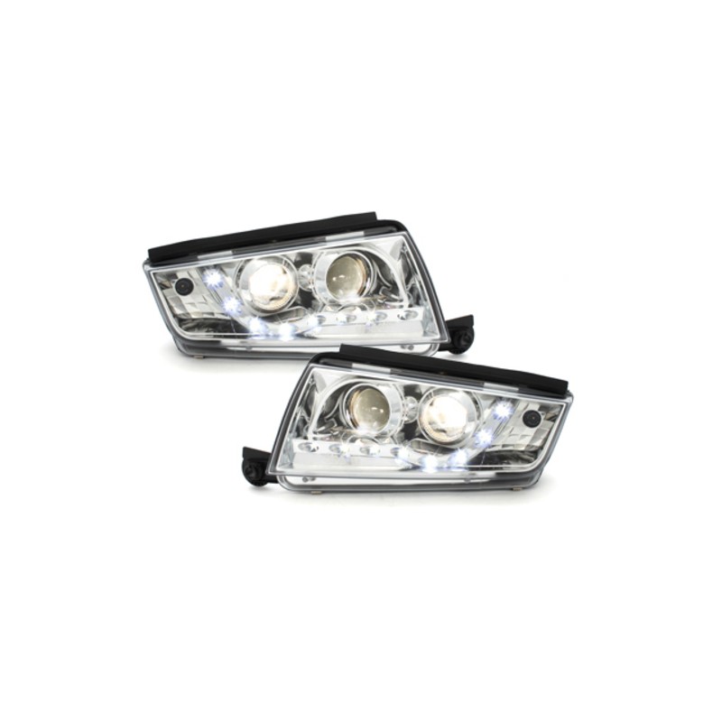 DAYLINE headlights suitable for SKODA Fabia 99-07 _ drl-optic _ chrome