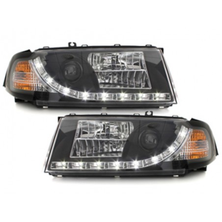 DAYLINE Headlights suitable for SKODA Octavia I 2000-2004 LED DRL Optic Black