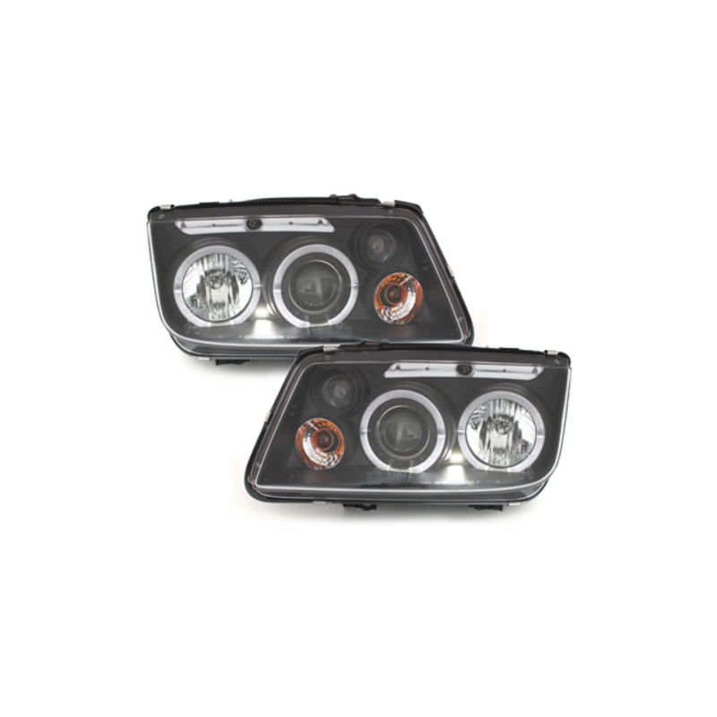 headlights suitable for VW Bora 98-05 _ 2 halo rims _ black
