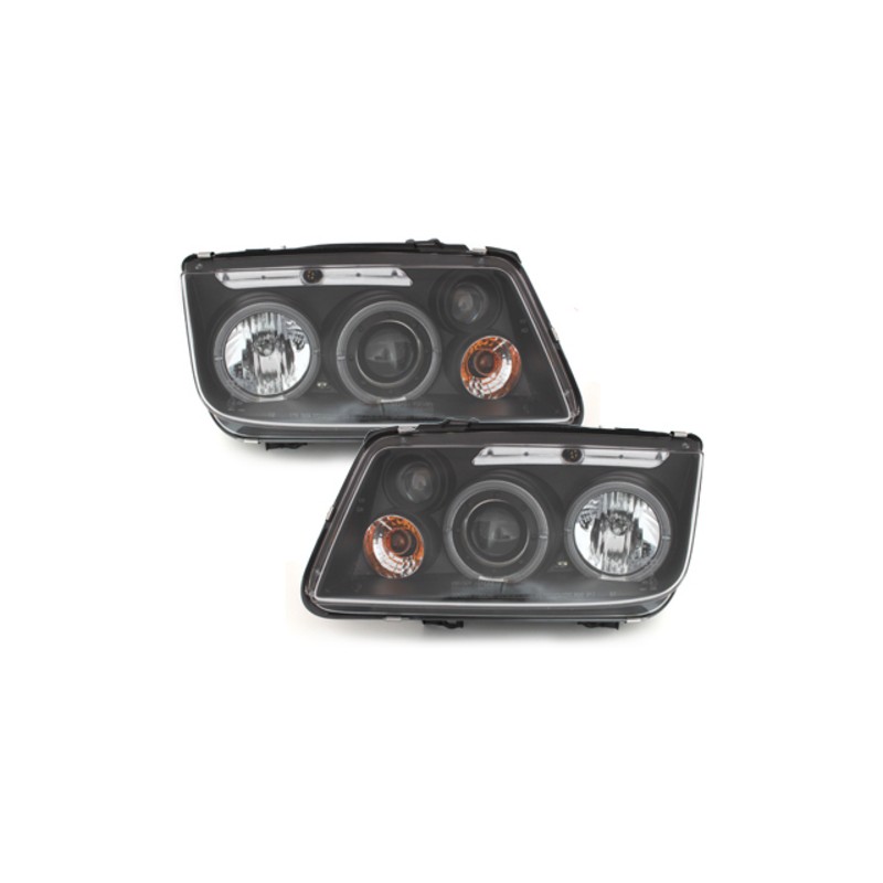headlights suitable for VW Bora 98-05 _ 2 halo rims _ black