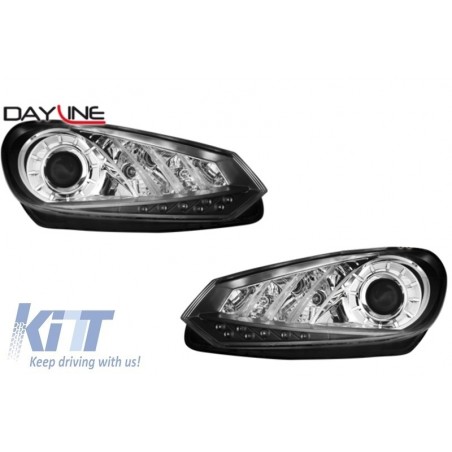 DAYLINE Headlights suitable for VW  Golf VI 6 08+ LED DRL Design Black