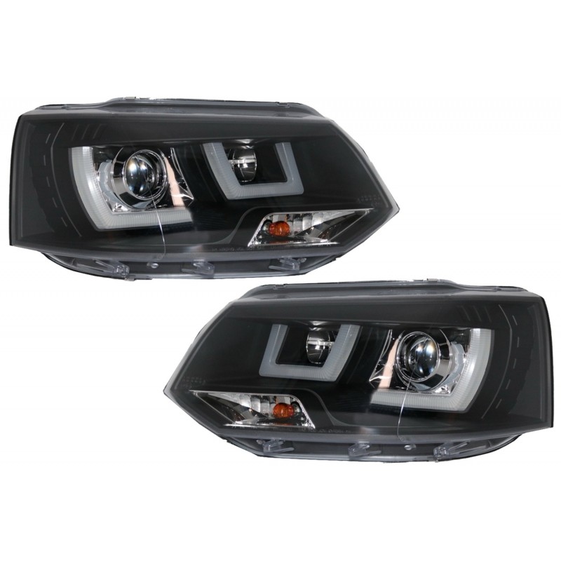 LED DRL Headlights suitable for VW Transporter T5 Multivan Facelift (2010-2015) U Tube Xenon Look
