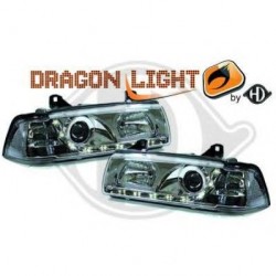 phares à LED diurnes, DragonLights, chrome     BMW E36, COUPE/CABRIO