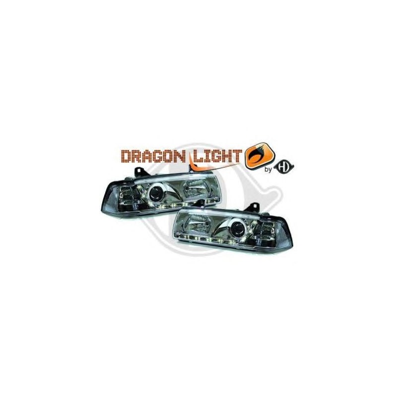 phares à LED diurnes, DragonLights, chrome     BMW E36, COUPE/CABRIO