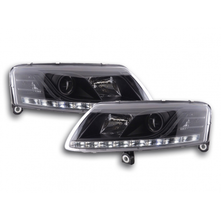 Phares Daylight avec feux de jour pour Audi A6 (type 4F) Année: 04-08 noir