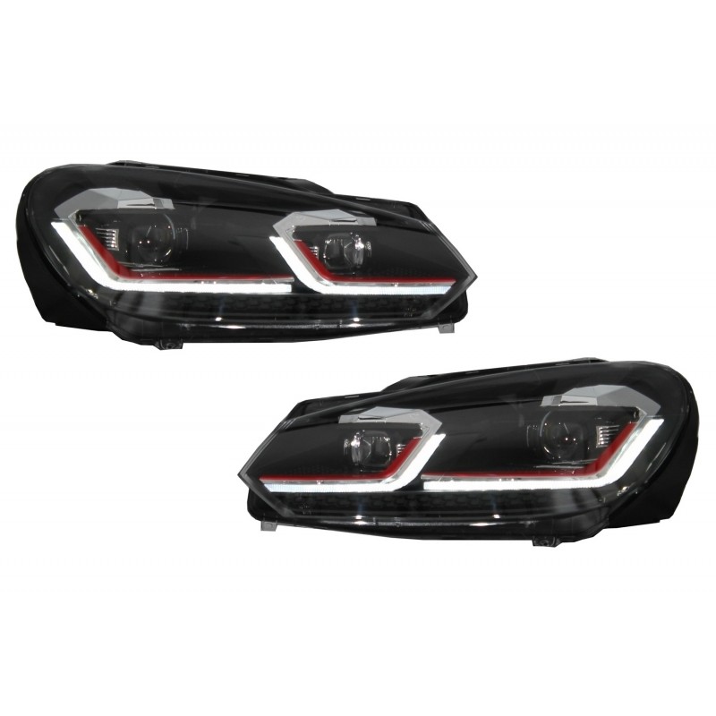 Kit phares LED pour Golf 6 (Style Golf 7 Facelift 7.5 GTI rouge)