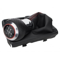 Pommeau 6 vitesses avec soufflet noir et rouge Audi