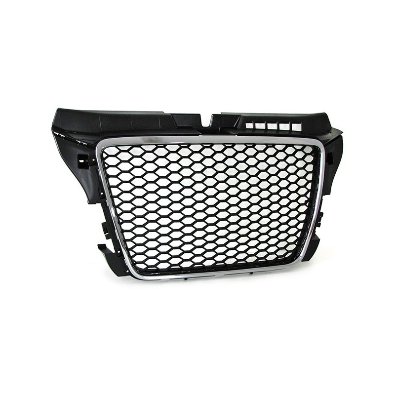 Calandre Audi A3 8P Nid d'abeille sans sigle avec support plaque Calandre Audi A3 8P Nid d'abeille sans sigle avec support plaque
