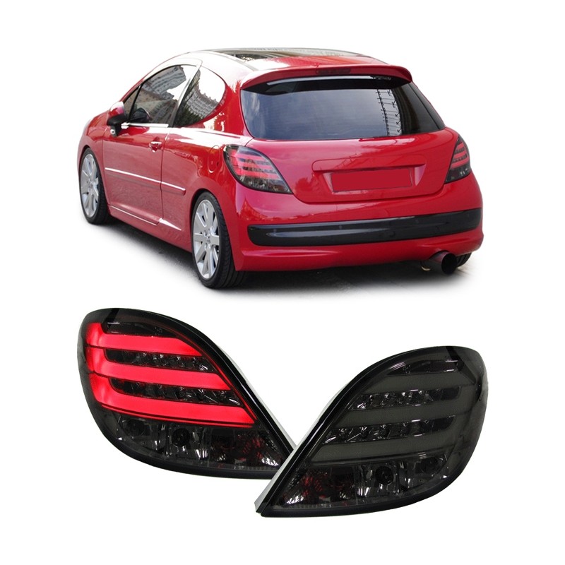 Feux arrière LED Peugeot 207 06-05.09  rouge/Fumé