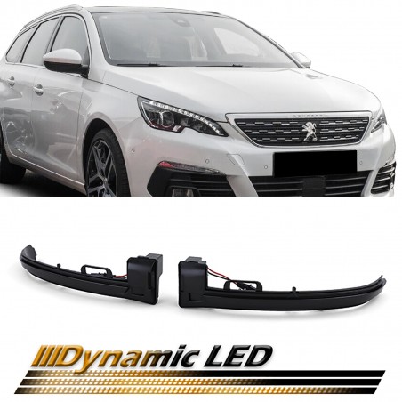 Clignotants de rétroviseur  LED à effet dynamique noir Peugeot 308