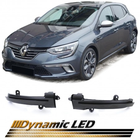 Clignotants Rétroviseurs Dynamiques LED Fumée Noire pour Renault Megane IV 15-19 Clignotants Rétroviseurs Dynamiques LED Fumée Noire pour Renault Megane IV 15-19