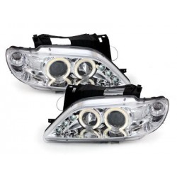Phares Citroen Xsara 97-00  avec 2 Anneaux lumineux Angel Eyes  Chrome