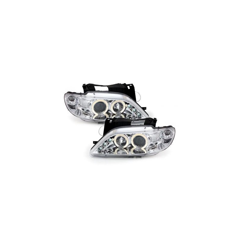 Phares Citroen Xsara 97-00  avec 2 Anneaux lumineux Angel Eyes  Chrome