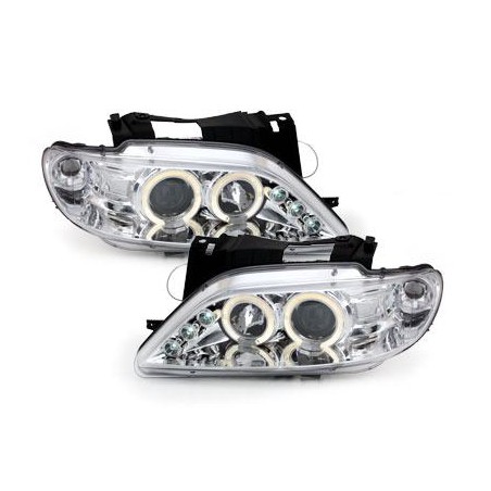 Phares Citroen Xsara 97-00  avec 2 Anneaux lumineux Angel Eyes  Chrome