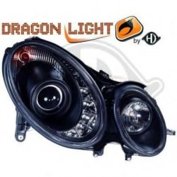 phares à LED diurnes, DragonLights, noir     W211,